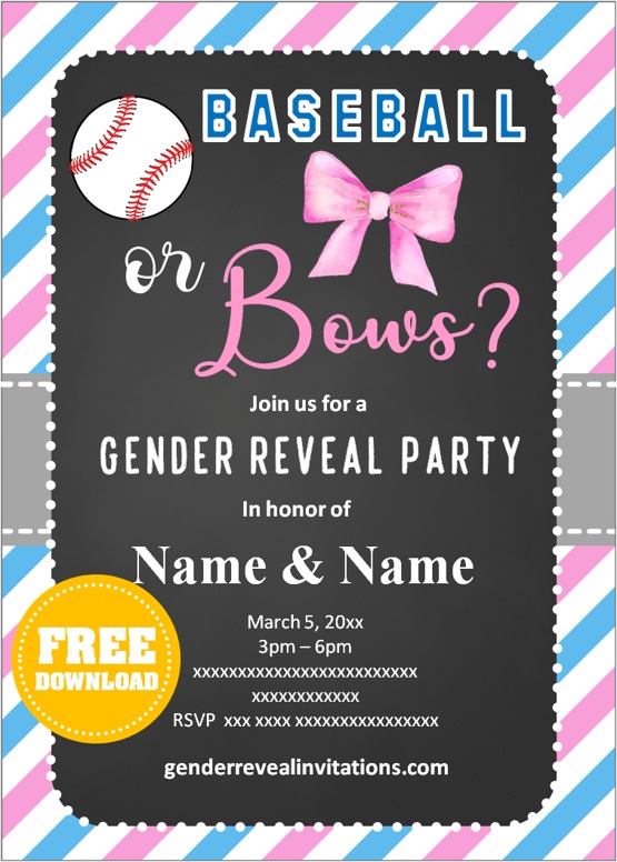 gender reveal baseball invitations