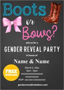 Boots or Bows Gender Reveal Invitations Gender Reveal Invitations