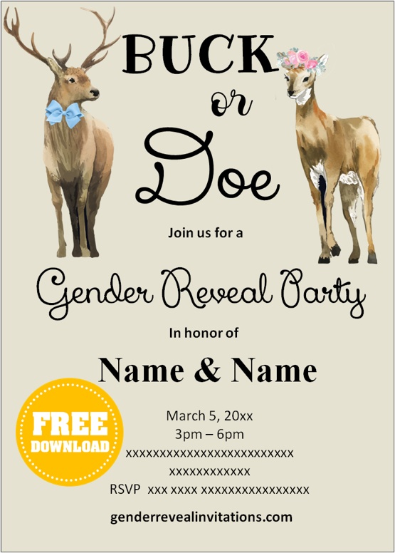 buck or doe gender reveal invitations