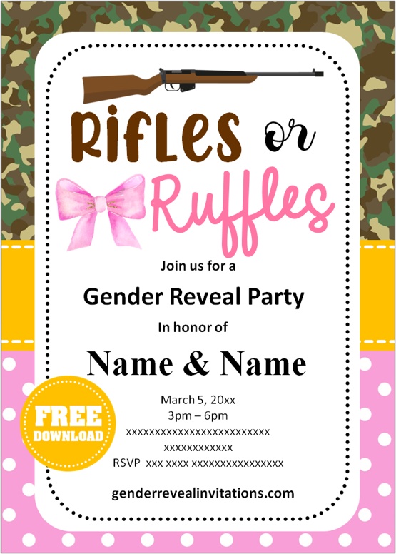 camo gender reveal invitation