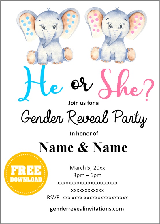 Elephant Gender Reveal Invitations - Announce It!