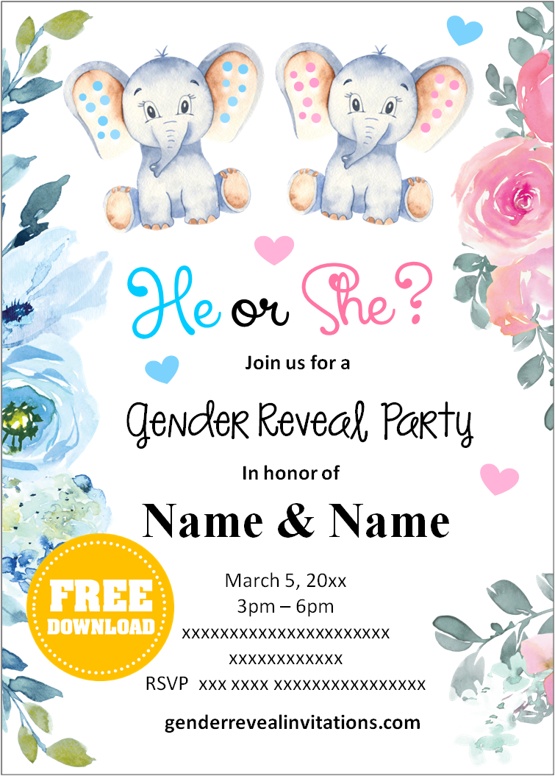 elephant gender reveal invitation