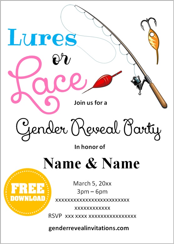 lures or lace gender reveal invitations