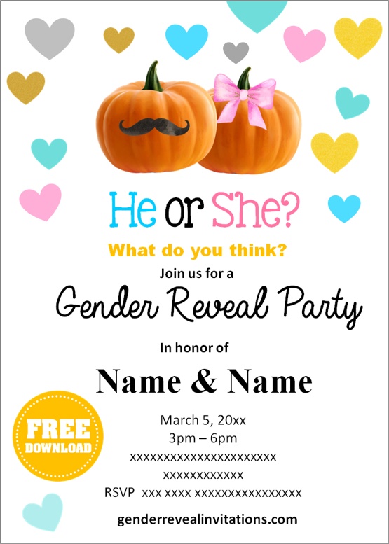 Pumpkin Gender Reveal Party Invitation