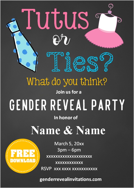 Tiebreaker Gender Reveal Invitation. PRINTABLE. Tie Breaker 