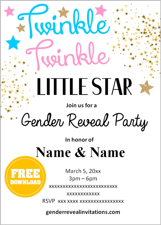 Twinkle Twinkle Little Star Gender Reveal Invitation