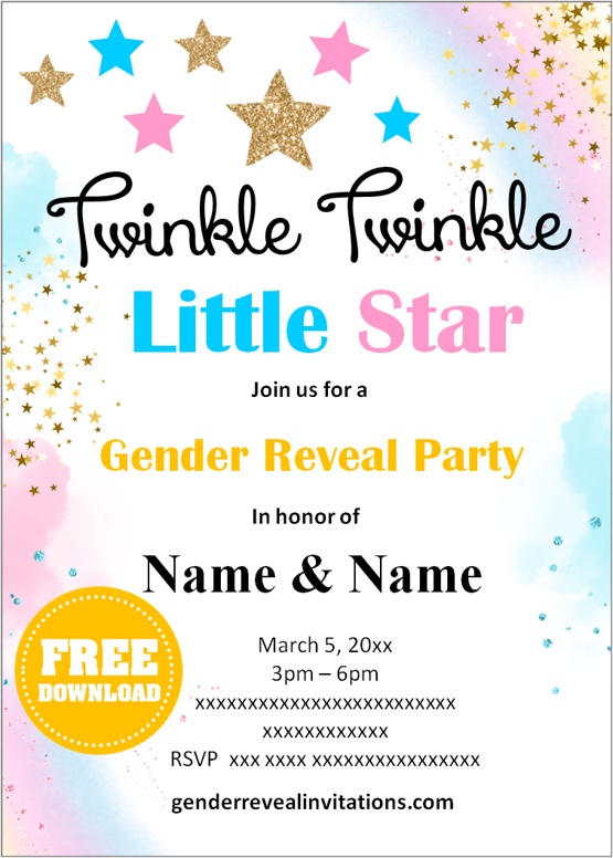 Twinkle Twinkle Little Star Gender Reveal Invitation