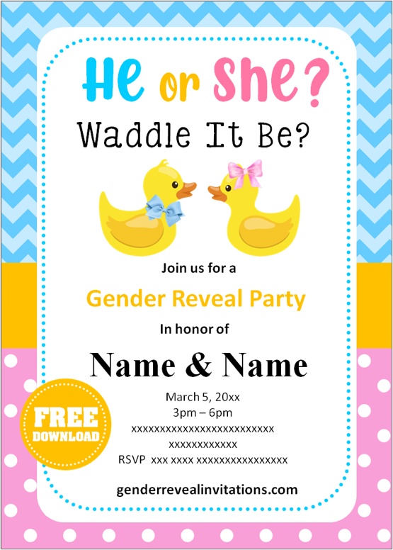 free gender reveal party invitations