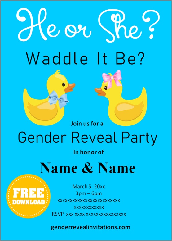 Waddle it Be Gender Reveal Invitation