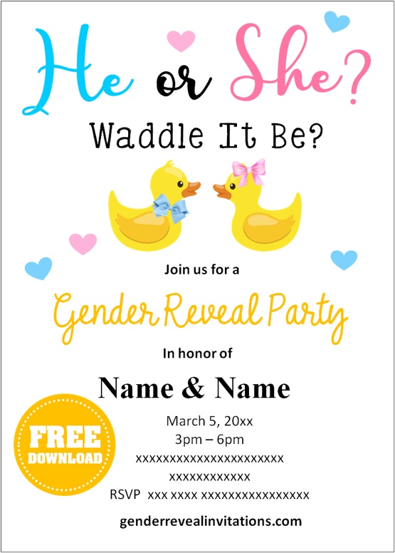 gender reveal online invitations