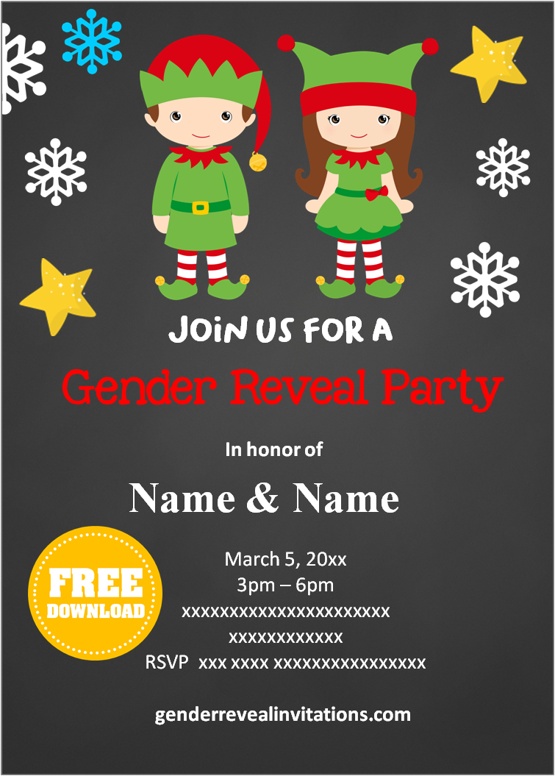 Christmas Gender Reveal Party Invitation