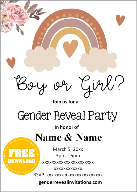 boho gender reveal invitations ideas