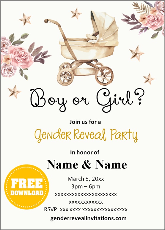 Gender Reveal Invitation Template Boho