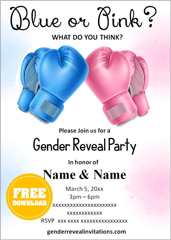 Boxing Gender Reveal Invitations