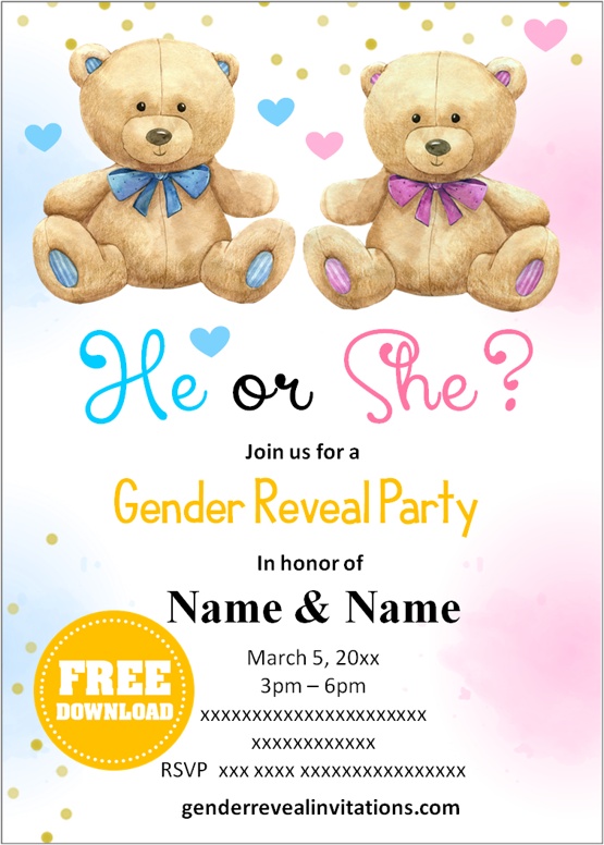 bear gender reveal invitations