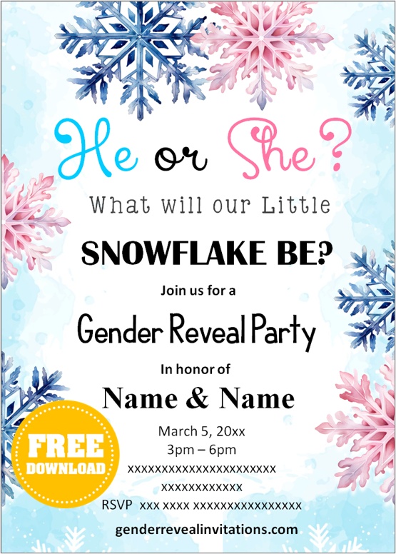 winter themed gender reveal