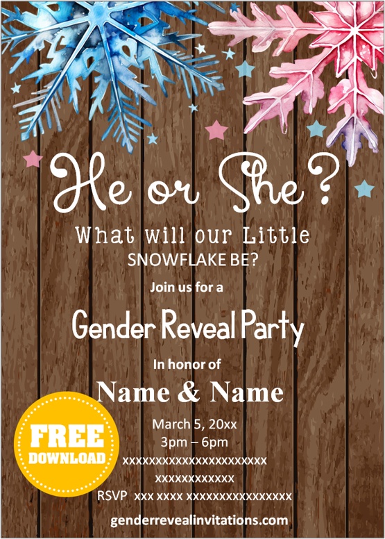 Snowflake Gender Reveal Invitation Template